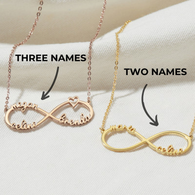 Custom Infinity Name Necklace with Hebrew, Arabic, Greek Personalization - Two to Four Names - Perfect Gift for Mom - Personalized Jewelry