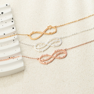 Infinity Name Necklace - Personalized Family Name Jewelry for Mum, Custom Multi-Name Gift for Mother or Grandma, Unique Christmas Present