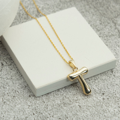 Gold Plated Sterling Silver Initial Necklace, Unisex Dainty Letter Pendant, Personalized Gift for Him or Her,