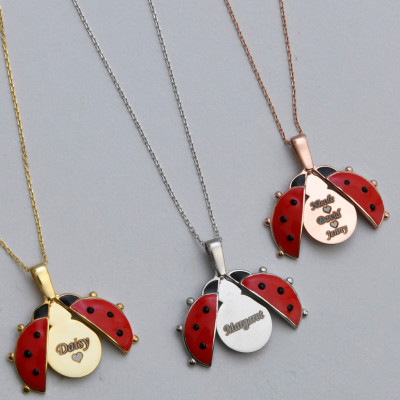 Ladybug Wing Pop-up Pendant Necklace with Hidden Engraving - Christmas Gift