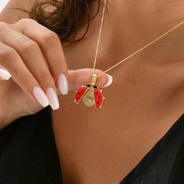 Ladybug Wing Pop-up Pendant Necklace with Hidden Engraving - Christmas Gift