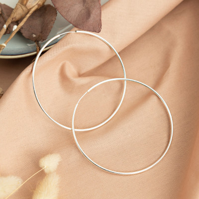 70mm Large Sterling Silver Hoop Earrings, Bridesmaid Gift, Sister Gift, Gift for Her, Gold & Rose Gold Plated -