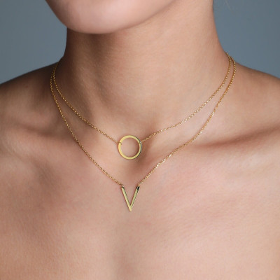 Gold Layered Necklace Set - Dainty Geometric Boho Silver & Gold Filled