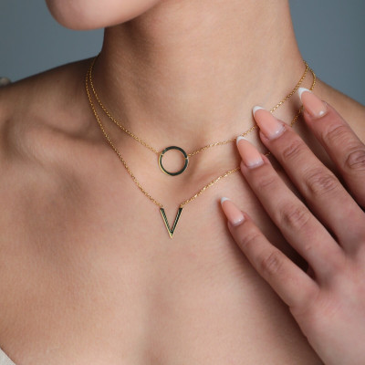 Gold Layered Necklace Set - Dainty Geometric Boho Silver & Gold Filled