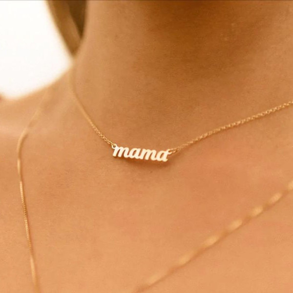 18K Gold Plated Silver Mama Necklace - Mothers Gift for Mum - Christmas Jewelry for Mom