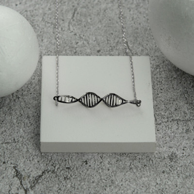 Sterling Silver Minimalist DNA Necklace, Nurse and Doctor Gift, Gold and Rose Gold Plated