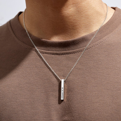 Personalized Men's Necklace - Custom Engraved Silver or Gold Chain for Dad, Husband, Boyfriend, Son - Gift for Him