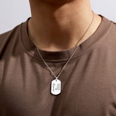 Personalized Men's Silver Dog Tag Necklace - Custom Chain for Husband or Father Gift