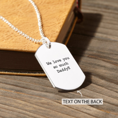 Personalized Men's Silver Dog Tag Necklace - Custom Chain for Husband or Father Gift