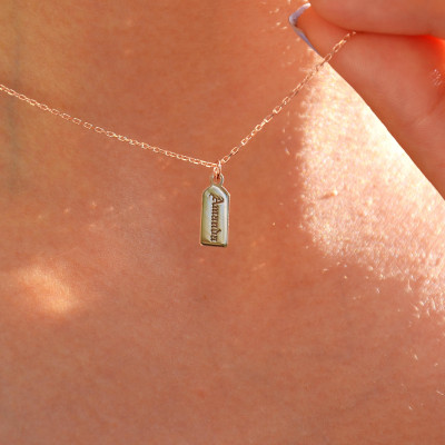 Personalized Mini Dog Tag Necklace Custom Engraved Name Tag Jewelry Gift for Her Family Keepsake