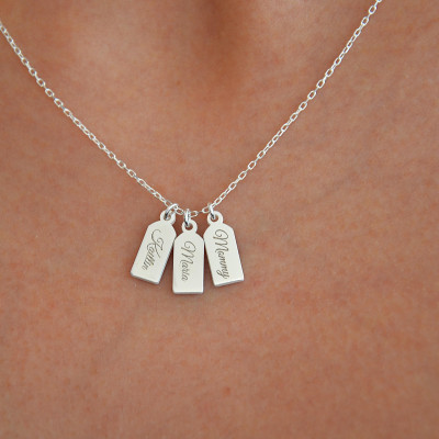 Personalized Mini Dog Tag Necklace Custom Engraved Name Tag Jewelry Gift for Her Family Keepsake