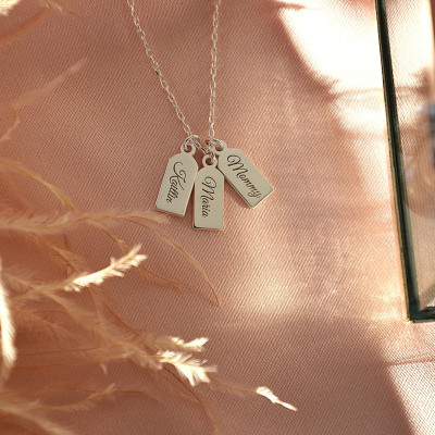 Personalized Mini Dog Tag Necklace Custom Engraved Name Tag Jewelry Gift for Her Family Keepsake