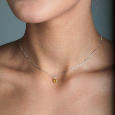 Mini Citrine Birthstone Choker Necklace - November Gemstone Jewelry Gift for Her Birthday