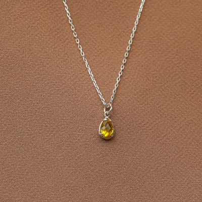 Mini Citrine Birthstone Choker Necklace - November Gemstone Jewelry Gift for Her Birthday