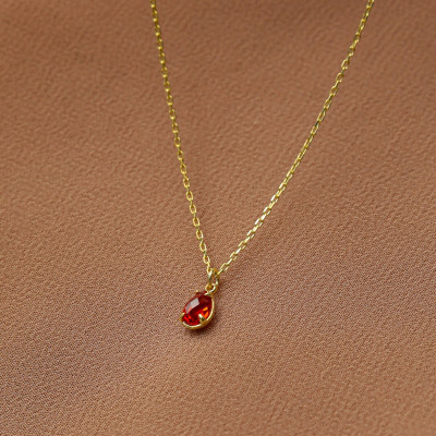 Ruby Gemstone Pendant Necklace - Dainty July Birthstone Jewelry for Her