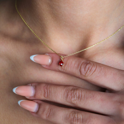 Ruby Gemstone Pendant Necklace - Dainty July Birthstone Jewelry for Her