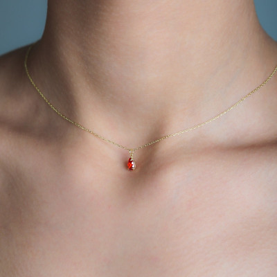 Ruby Gemstone Pendant Necklace - Dainty July Birthstone Jewelry for Her