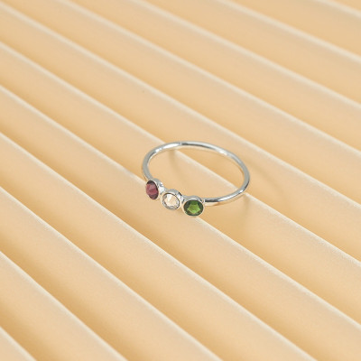 Personalized Minimalist Birthstone Ring Custom Gemstone Jewelry Birthday & Valentine's Gift for Her