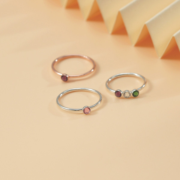 Personalized Minimalist Birthstone Ring Custom Gemstone Jewelry Birthday & Valentine's Gift for Her