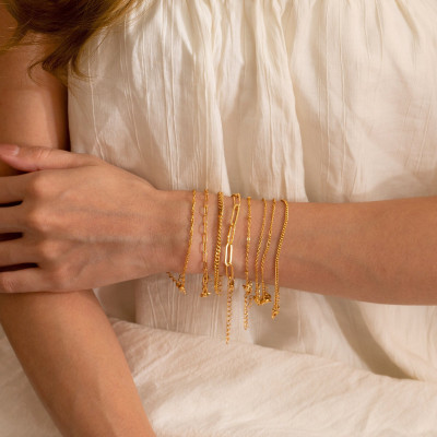 Gold Beaded Paperclip Link Chain Bracelet for Women - Minimalist Everyday Jewelry