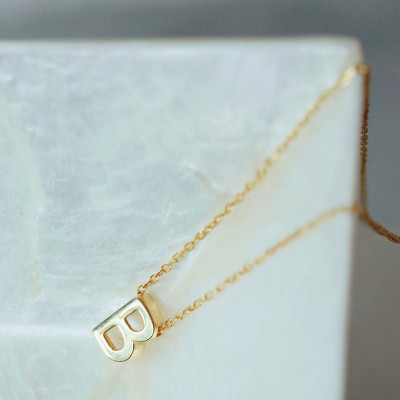 Gold Initial Necklace, Minimalist Letter Pendant, Unique Tiny Necklace, Gift for Her