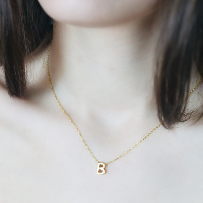 Gold Initial Necklace, Minimalist Letter Pendant, Unique Tiny Necklace, Gift for Her