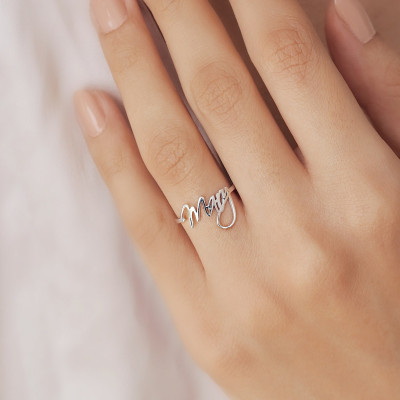 Custom Name Ring 925 Sterling Silver, Personalized Gift for Mom or Baby Girl, Minimalist Dainty Birthday Ring