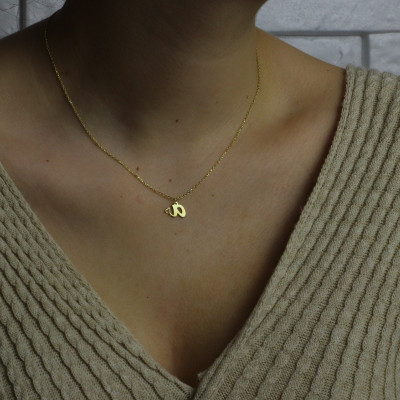 Personalized Heart Initial Necklace - Minimalist Layered Letter Jewelry for Mother's Day