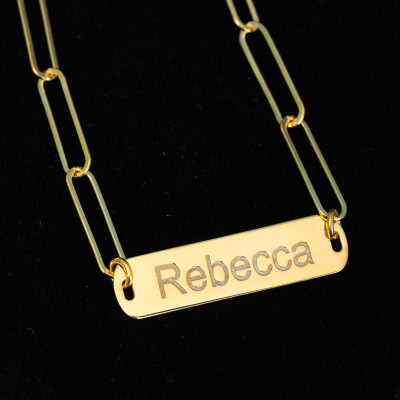 Personalized Name Necklace with Paperclip Chain - Customized Jewelry Gift for Anniversary or Birthday -