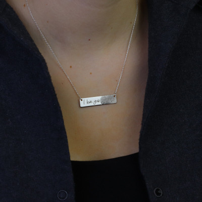 Custom Morse Code Necklace, Personalized Handwriting Jewelry, Fingerprint Bar Necklace, Mother's Day Gift for Mom, Bridesmaid Gift Ideas, Christmas Presents