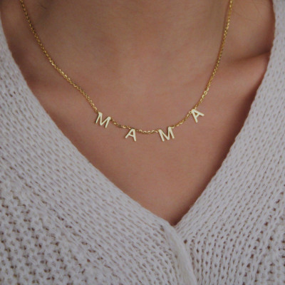 Personalized Mama Name Necklace, Gold or Silver Plated, Mother's Day Gift, Custom Necklace for Mom,