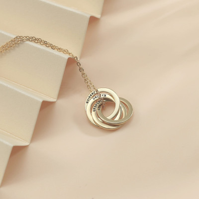 Personalized Grandma Necklace - Custom Engraved Interlocking Circles for Mother's Day Gift