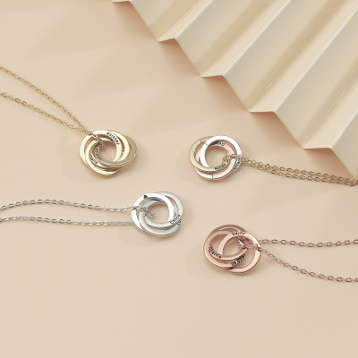 Personalized Grandma Necklace - Custom Engraved Interlocking Circles for Mother's Day Gift