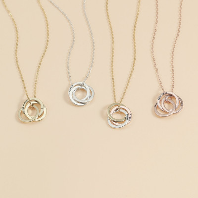 Personalized Grandma Necklace - Custom Engraved Interlocking Circles for Mother's Day Gift