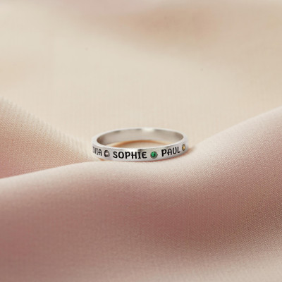 Customizable Birthstone Rings for Moms - Personalized Silver/Gold Family Rings 1-5 Stones