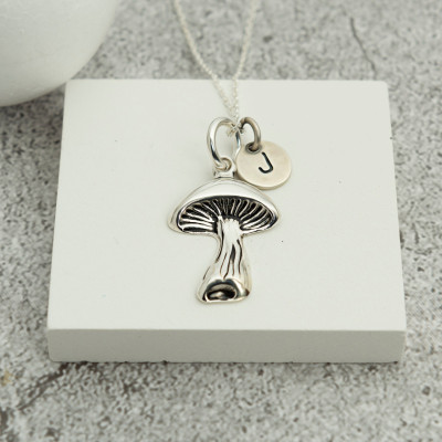 Personalized Silver Mushroom Necklace - Mushroom Lover Charm Pendant, Mother's Day Gift, Vegetarian Gift