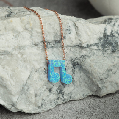 Blue Opal Music Note Necklace Pendant, Gift for Daughter or Mother, Real Opal Jewelry for Her, Gift