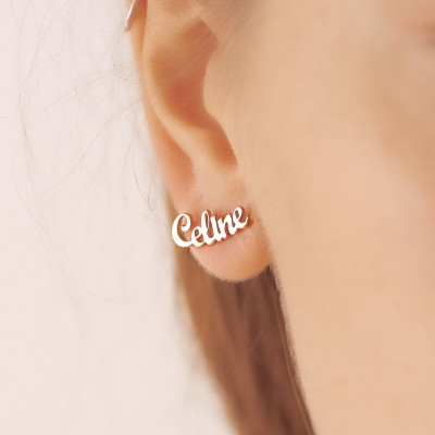 Personalized Custom Name Minimalist Earrings – Perfect Christmas Gift for Kids & Moms in the