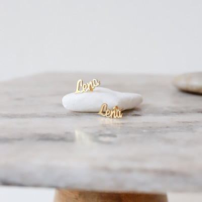 Personalized 14k Gold Name Stud Earrings, Christmas Gift for