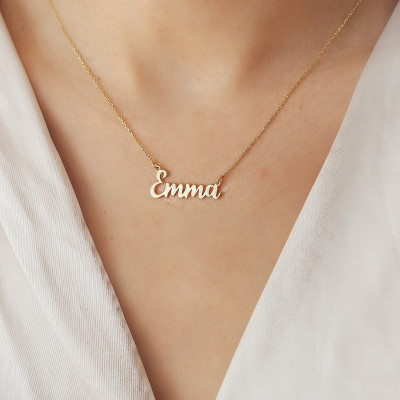 Personalized Gold Name Necklace, Custom 925 Sterling Silver Jewelry, Dainty Name Necklace for Mother's Day Gift