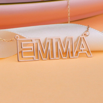 Custom Capital Letter Name Plate Necklace - Personalised Christmas Gift for Him - 925 Sterling Silver or Rose Gold Plated Jewelry