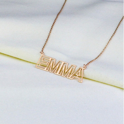 Custom Capital Letter Name Plate Necklace - Personalised Christmas Gift for Him - 925 Sterling Silver or Rose Gold Plated Jewelry