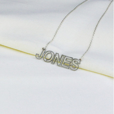 Custom Capital Letter Name Plate Necklace - Personalised Christmas Gift for Him - 925 Sterling Silver or Rose Gold Plated Jewelry