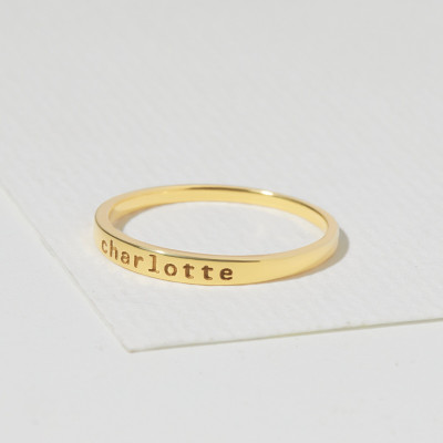 Personalized Gold/Silver Engraved Name Ring - Custom Stackable Gift for Wife, Girlfriend, Sister