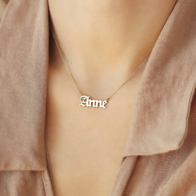 Personalized Gothic Silver Name Necklace, Customizable Christmas Gift