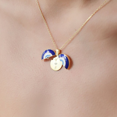 Personalized Openable Evil Eye Locket Necklace with Secret Message Engraving - Mother's Day Gift