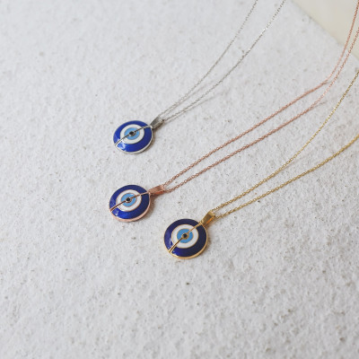 Personalized Openable Evil Eye Locket Necklace with Secret Message Engraving - Mother's Day Gift