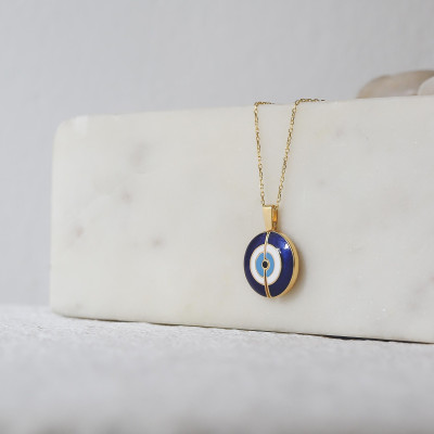 Personalized Openable Evil Eye Locket Necklace with Secret Message Engraving - Mother's Day Gift