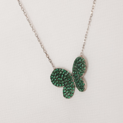 Green Zircon Butterfly Necklace for Girls - Dainty Jewelry Gift