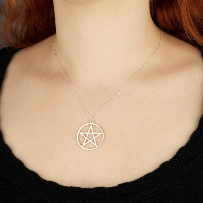 Pentacle Pendant Necklace, Unisex Pentagram Pendant, Sterling Silver, Gold & Rose Gold Plated, Gift for Her,